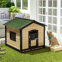Outdoor Dog Villa Solid Wood Dog House – Waterproof and Spacious Kennel for Dogs and Cats