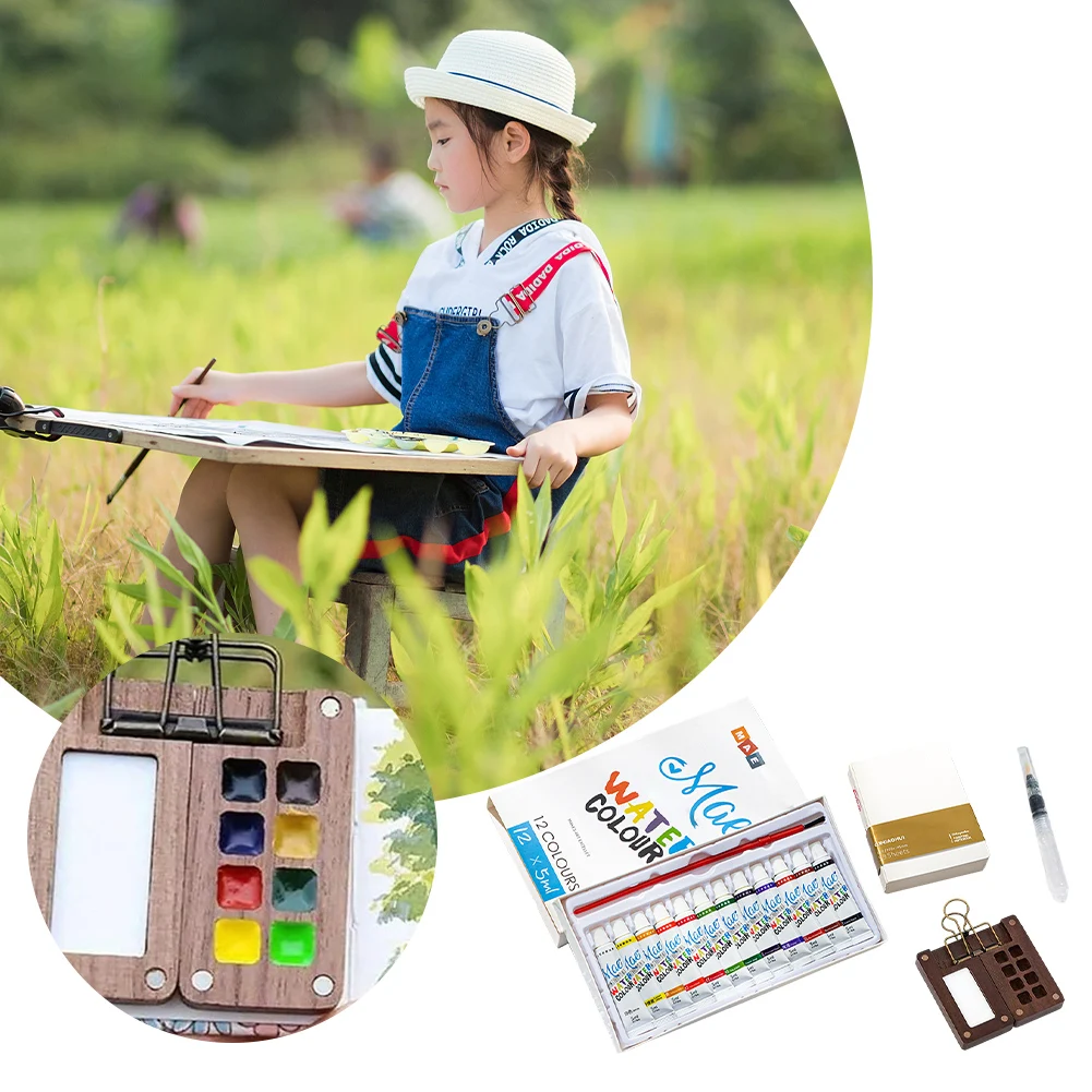 Watercolor Paper Pad Watercolor Sketch Book with Binder Clips Pocket Artist Travel Set for Painters Artists Students