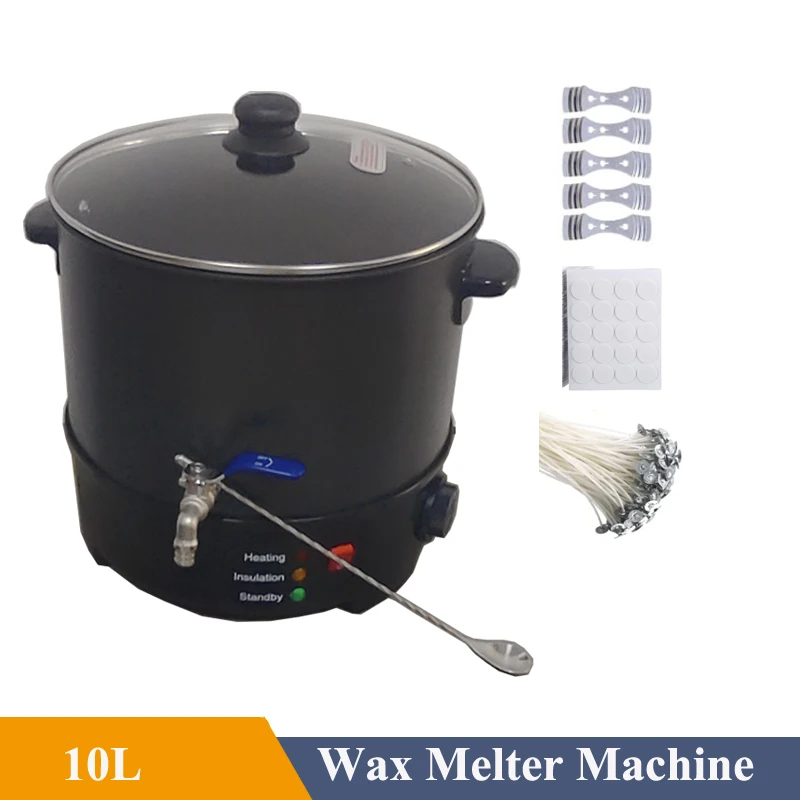Commercial Wax Melter for Candle Making 10L Extra Large Electric Wax Melting Pot Kit for Candle Making Business With Wick Holder