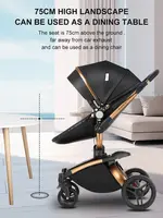Poussette bébé 3-en-1 légère, luxe, pliable, système de voyage portable pour nouveau-né et nourrisson 2