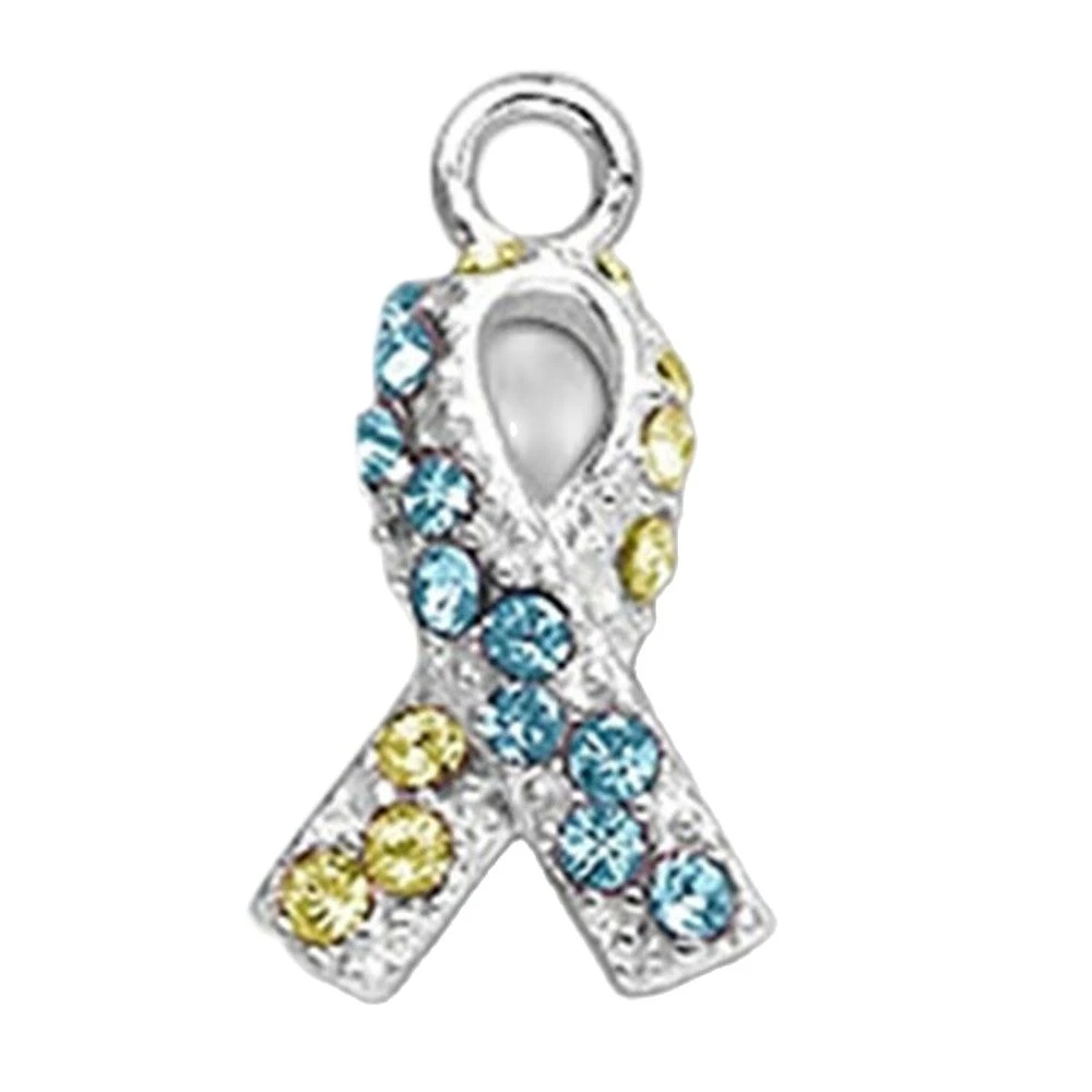 Jewelry Making Raise Awareness Yellow and Blue Crystal Downs Syndrome Ribbon Souvenir Pendants anklet|awareness charmawareness charms wholesale - AliExpress