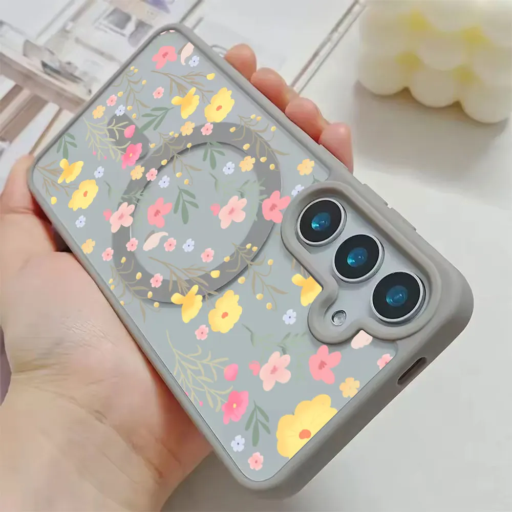 Vibrant Floral Magnetic Phone Case with Soft Edges - Protective Cover