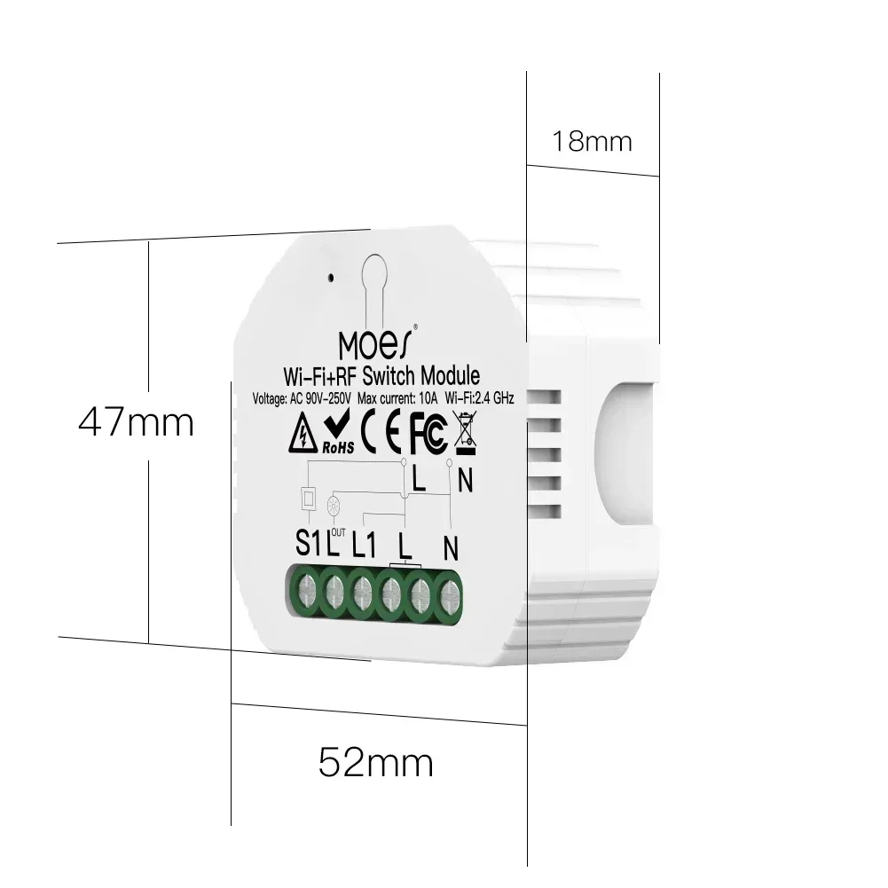 MOES Wifi 스마트 라이트 스위치 Diy 차단기 모듈 Smart Life/Tuya APP 원격 제어, Alexa Echo Google Home 1/2 Way와 함께 작동