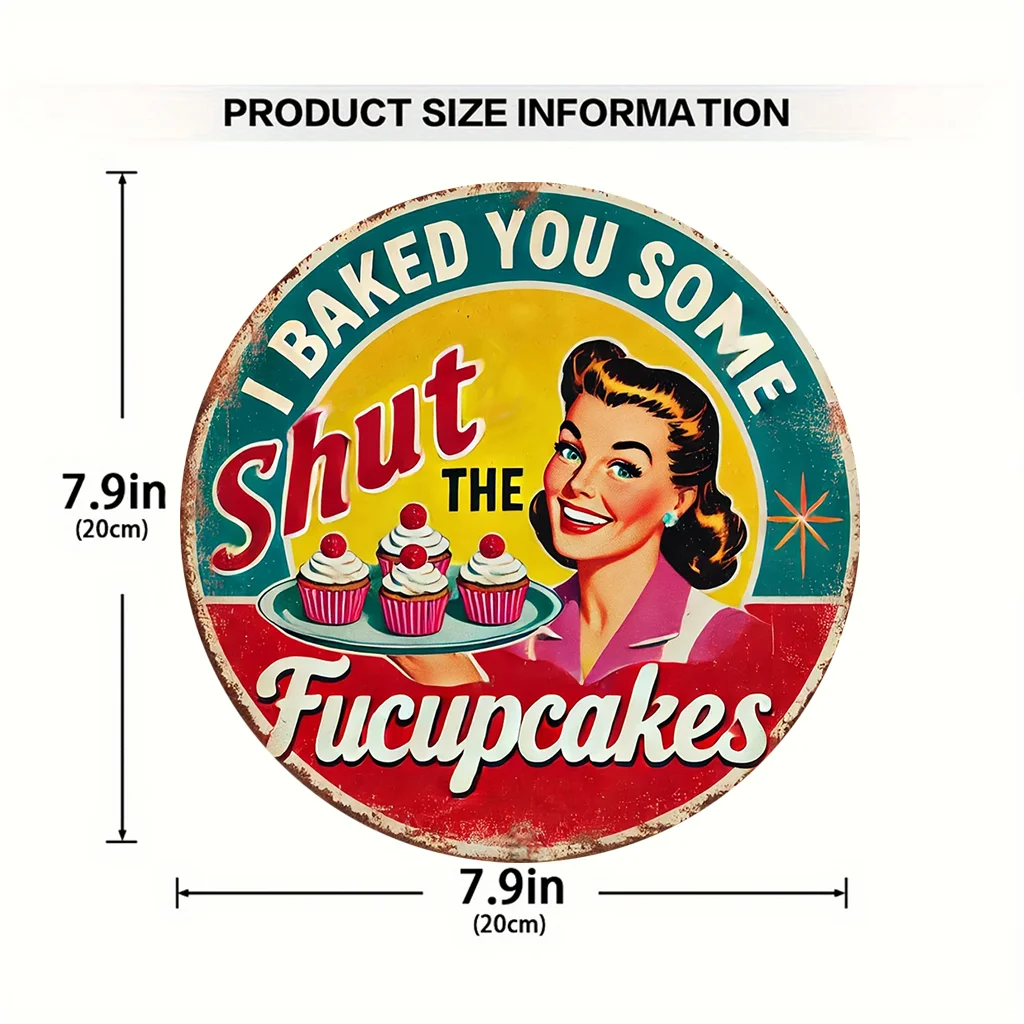 חתיכה אחת של רטרו מקסים "אני אפתי לך קצת עוגה, שתוק" עגול עץ מטבח עגול-8 x8 ס "מ, מתאים