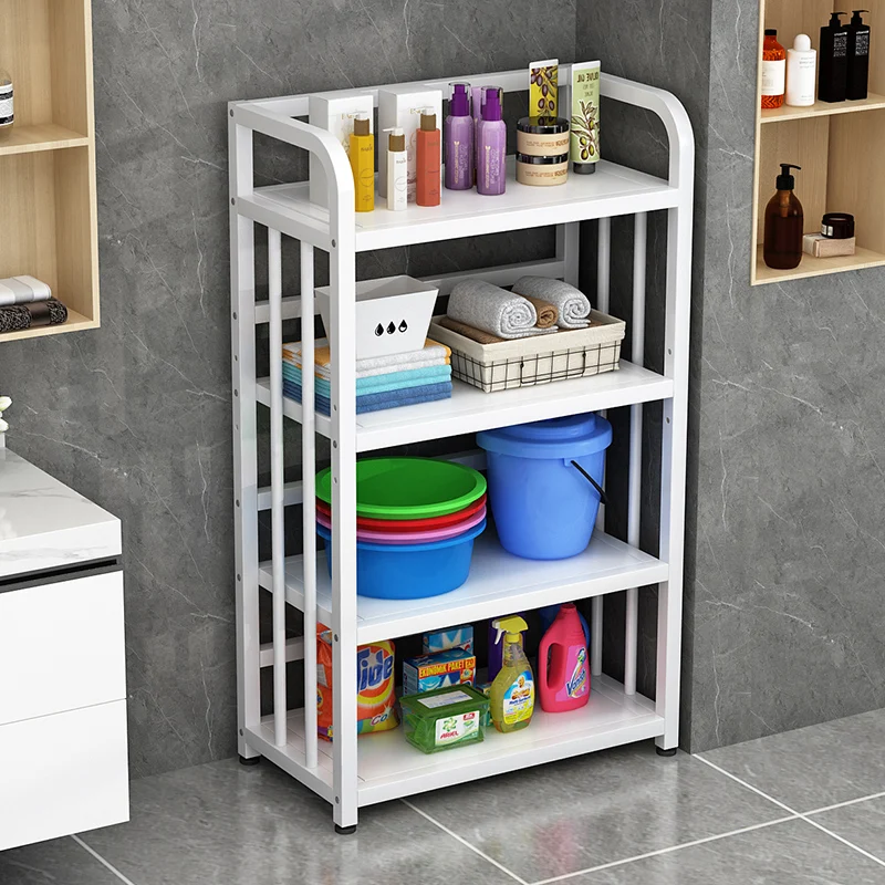 

ZL Bathroom Shelf Floor-Type Punch-Free Metal Washstand