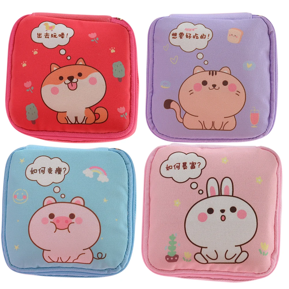 

4 Pcs Aunt's Towel Storage Bag Sanitary Napkin Pouches Pad Canvas Period Reusable Travel Girl