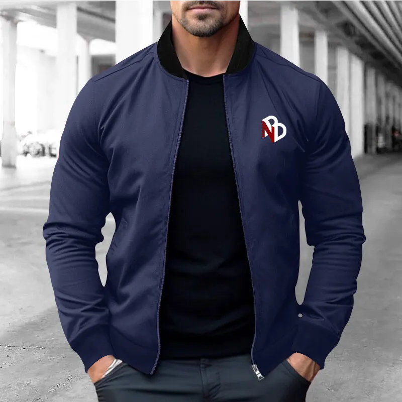 2024 Spring And Autumn New Jacket Men's Casual Fashion Fashion Brand Printed Color Match Zipper Sport Coat For Men