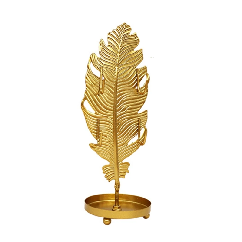 Jewelry Display Stand Leaf Shape Iron Storage Rack for Earring Necklace Bracelet Organizer Showcase Storage Holder