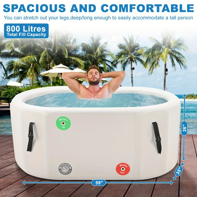 Insulated Cold Plunge Ice Bath Tub With Lid - Portable Inflatable Barrel For Athlete Recovery (31.5" Dia)