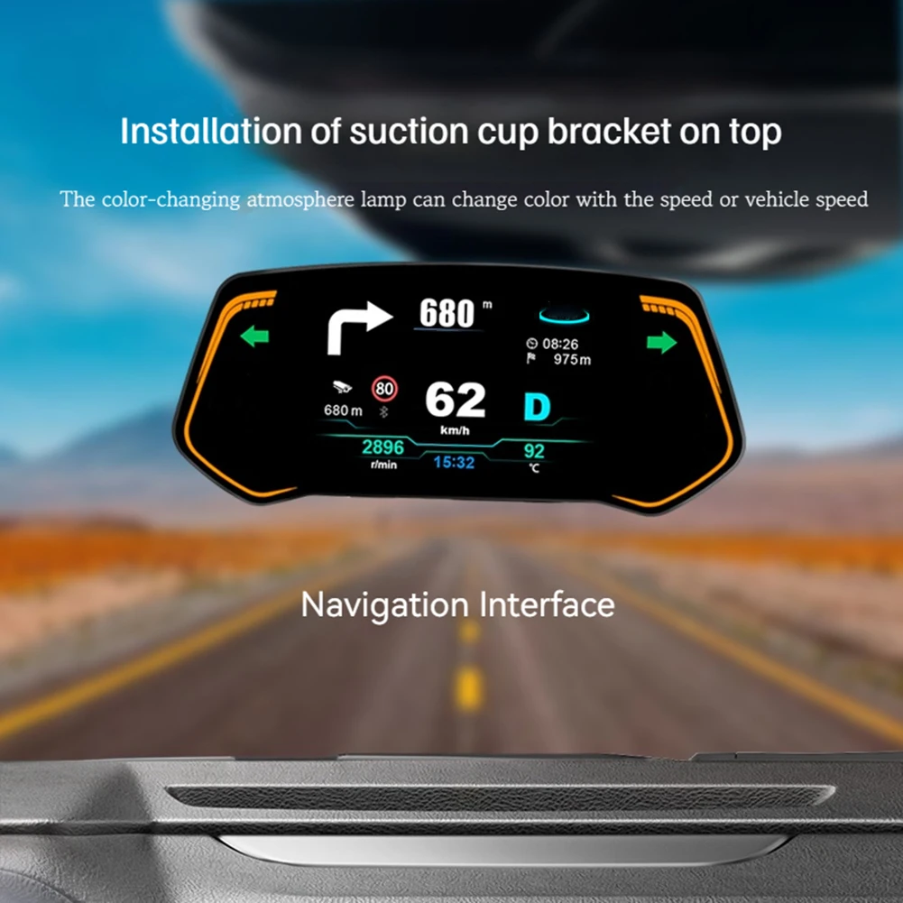 

2024 Car HUD OBD2 Display Car Accessories GPS Digital Speedometer Turbo RPM Alarm Temp Car Head Up Display For TCA02 Brand New