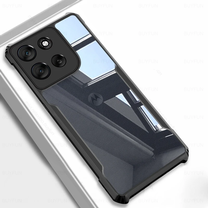 Clear Acrylic Back Cover Shockproof Armor Case with PC+TPU Protection