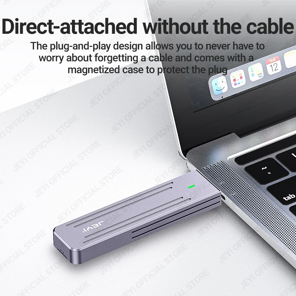 JEYI Direct-attach M.2 NVMe Enclosure USB-A Plug USB 3.2 10Gbps In-line Aluminum 2242 2280 SSD Case With Magnet Protective Case ssd enclosure