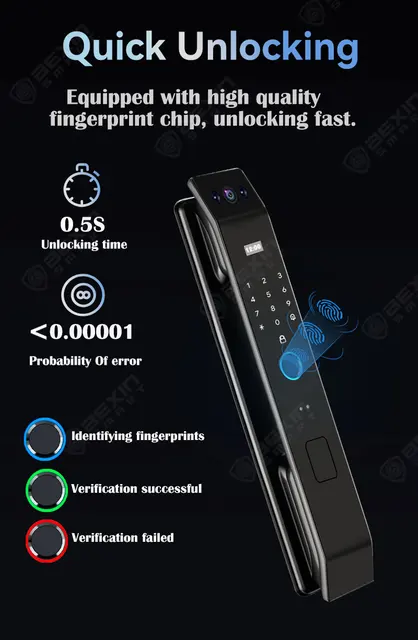 WISHome App 3D Face Recognition smart Door Lock Unlock Digital Smart Lock Fingerprint Key Card Nfc Phone Unlock Lock 4