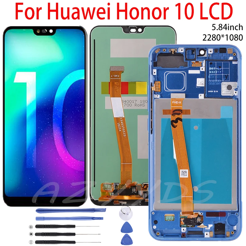 100% Tested For Huawei Honor 10 LCD Display Touch Screen Original COL-L29 HONOR With FingerPrint |