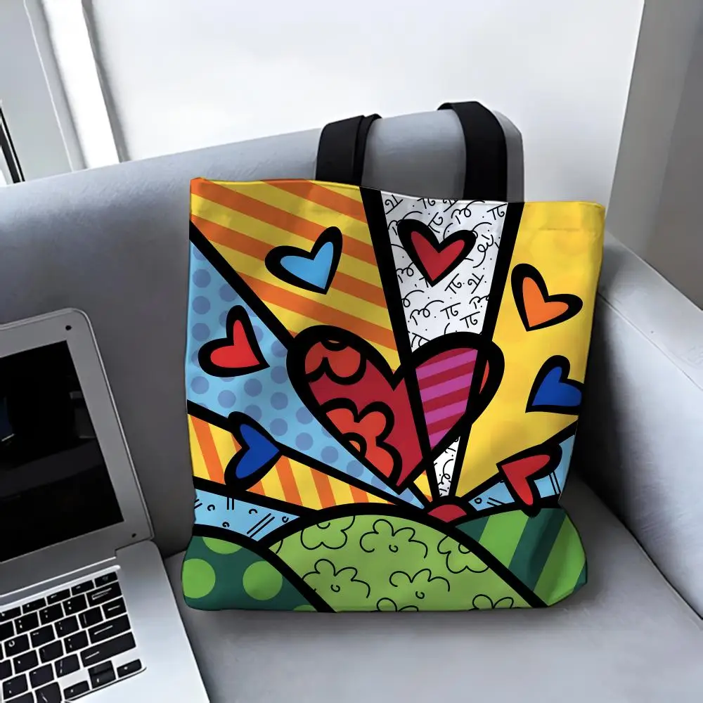 Double-Sided Printed Canvas Tote Bag - Eco-Friendly Reusable Handbag by Romero Britto