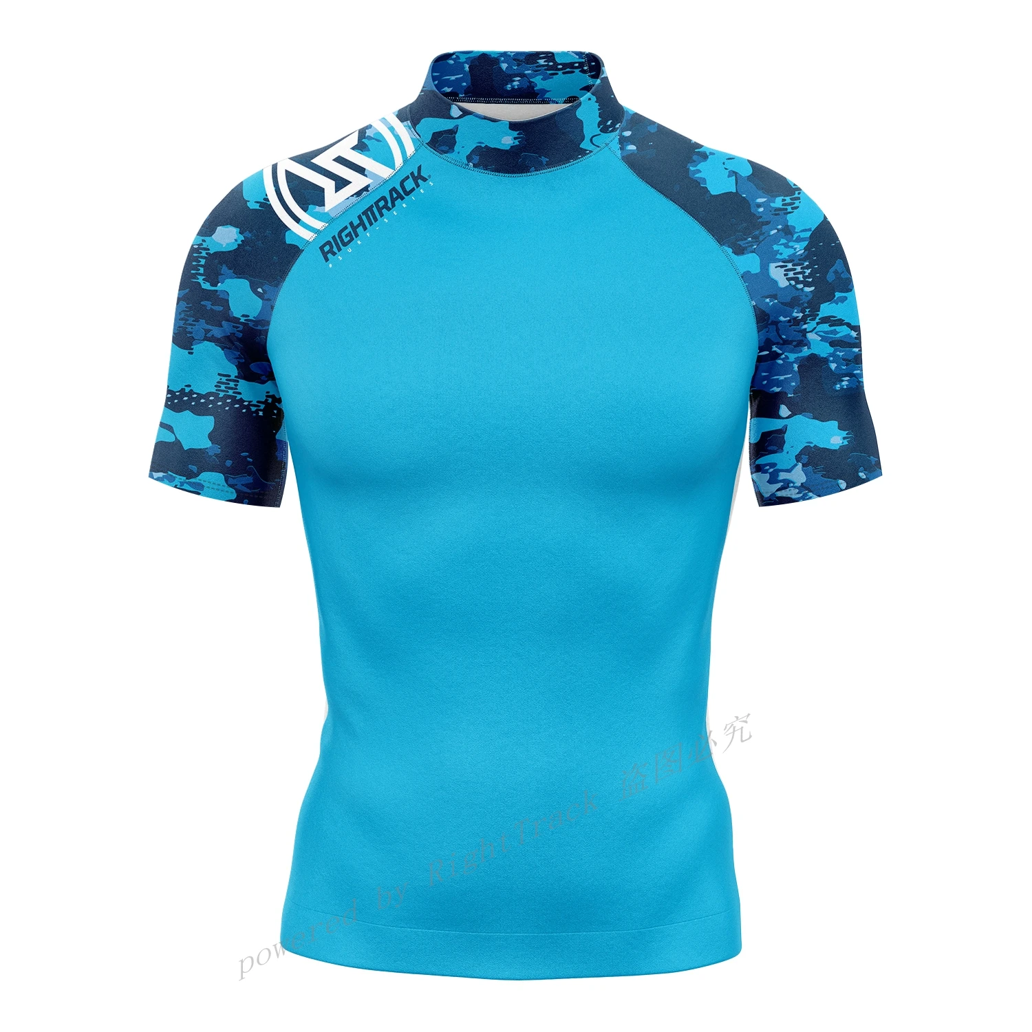 Hot men's sports shirt short sleeve surfing shirt Champion Lycra Rashguard RIGHTTRACK for surf sportswear beach UV swimwear UPF50+ clothes