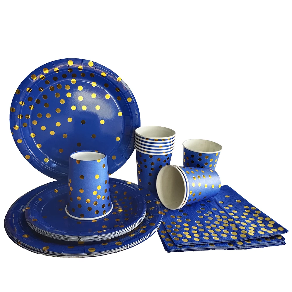 Blau Einweg geschirr Set Marineblau Papp teller Tassen Tischdecke Strohhalme Hochzeit Geburtstag Baby party Party Dekorationen – Detail 15