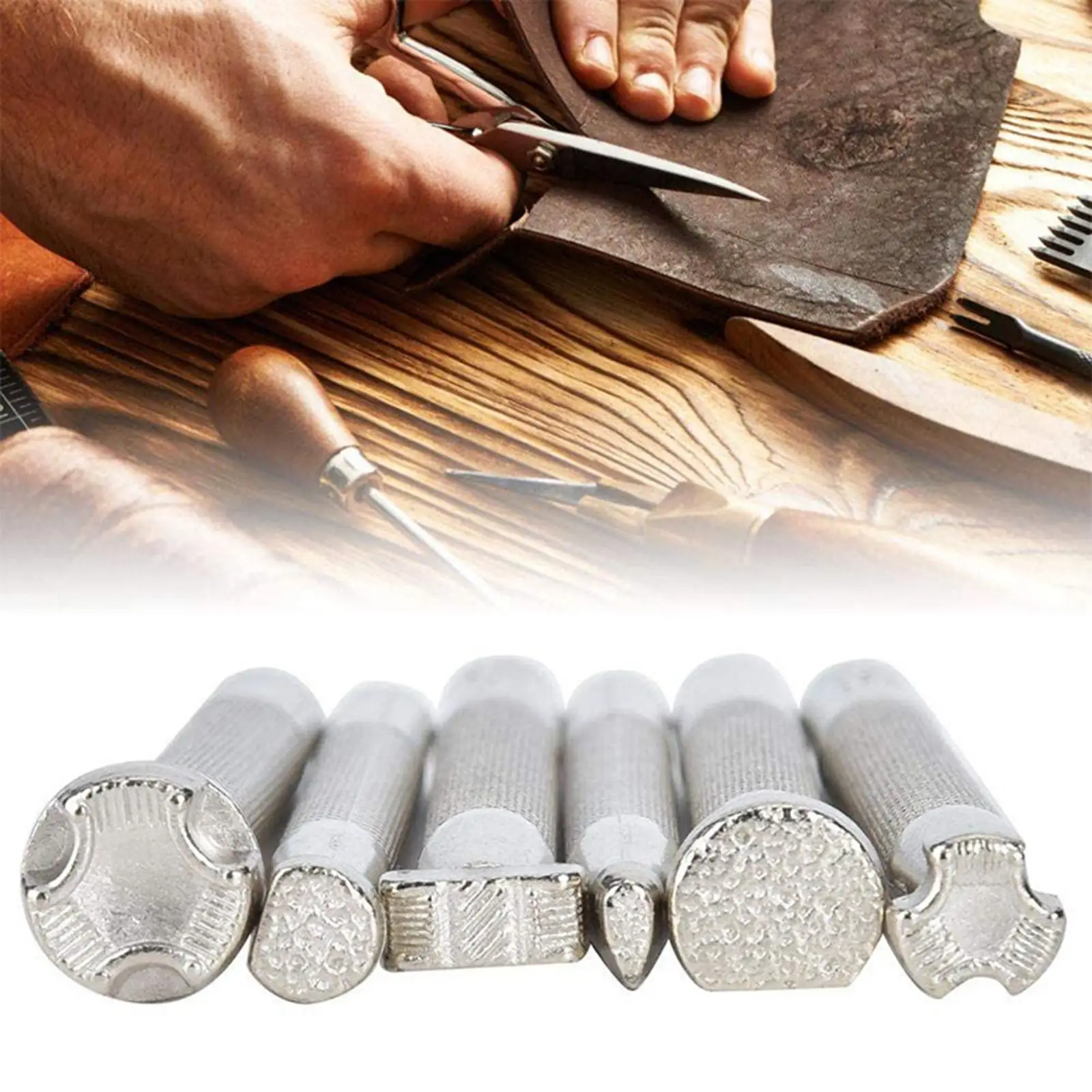 Set of 6 Alloy Leather Stamping Printing Tools for Craft DIY Art