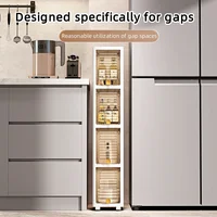 19cm Narrow Cabinet with Flip Lid  Large Capacity Adjustable Shelves Organizer for Kitchen Bathroom Bedroom Living Room 3