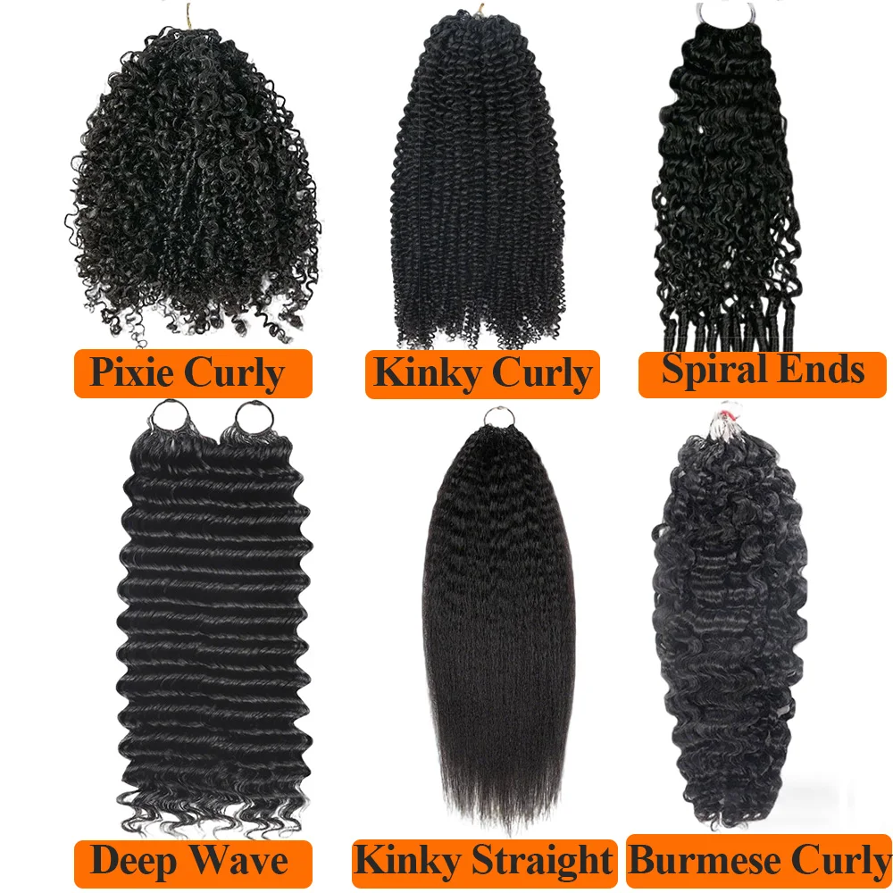 Feather Crochet Human Hair For Braiding Curly Kinky Straight Natural Color Invisible Knot PreSeparated Knotless Crochet Hair 3