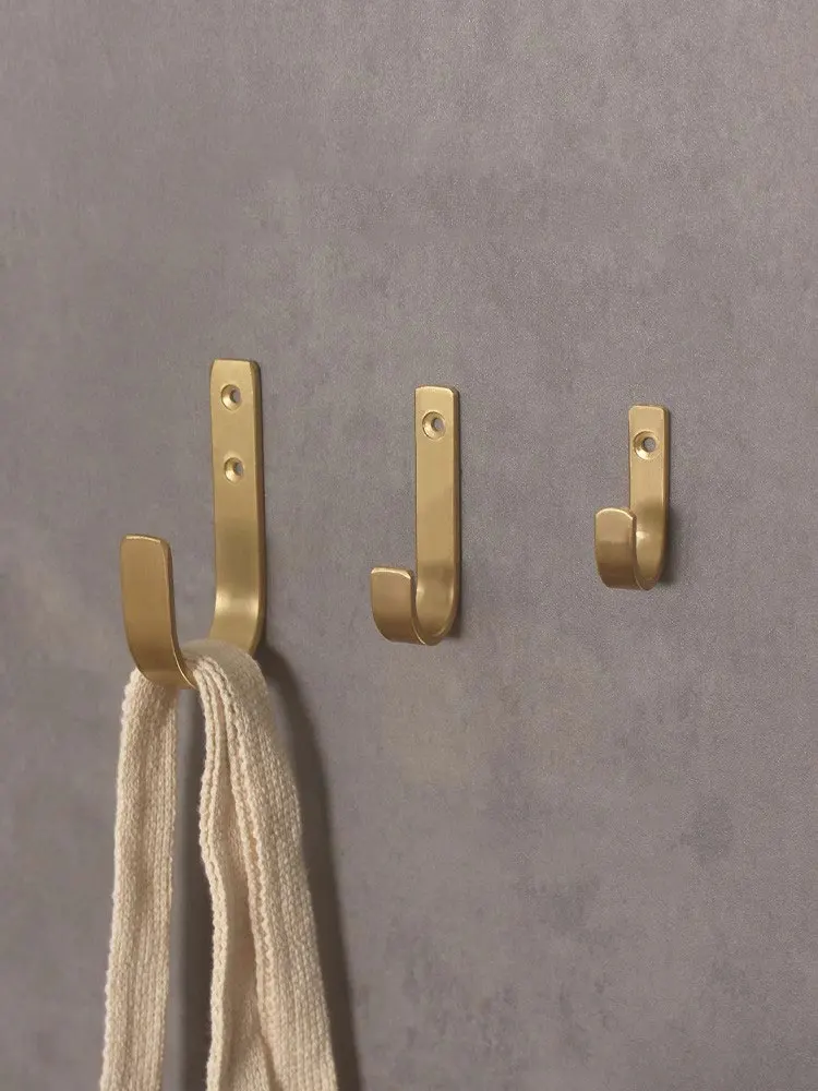 

Solid Brass J-Shaped Hooks for Hanging Clothes Bags Hats Gold Coat Hook Wall Mounted Bathroom Towel Hangers Hallway Keys Racks