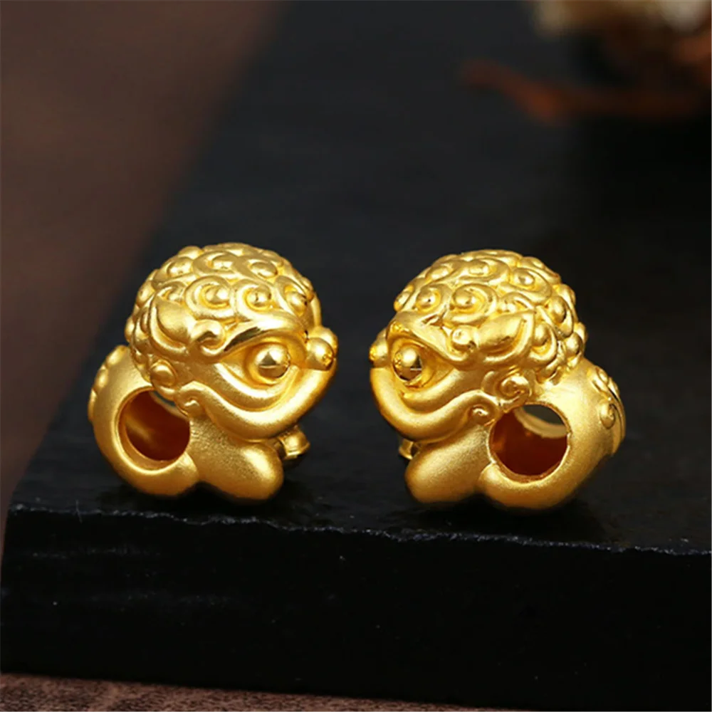 

1pcs Pure 999 24K Yellow Gold Women 3D Lucky Dragon Lion Pendant 1.1-1.3g