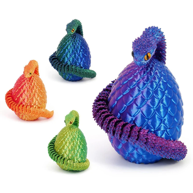 3D Printed Snake Movable Rotatable Articulated Desktop Ornament
