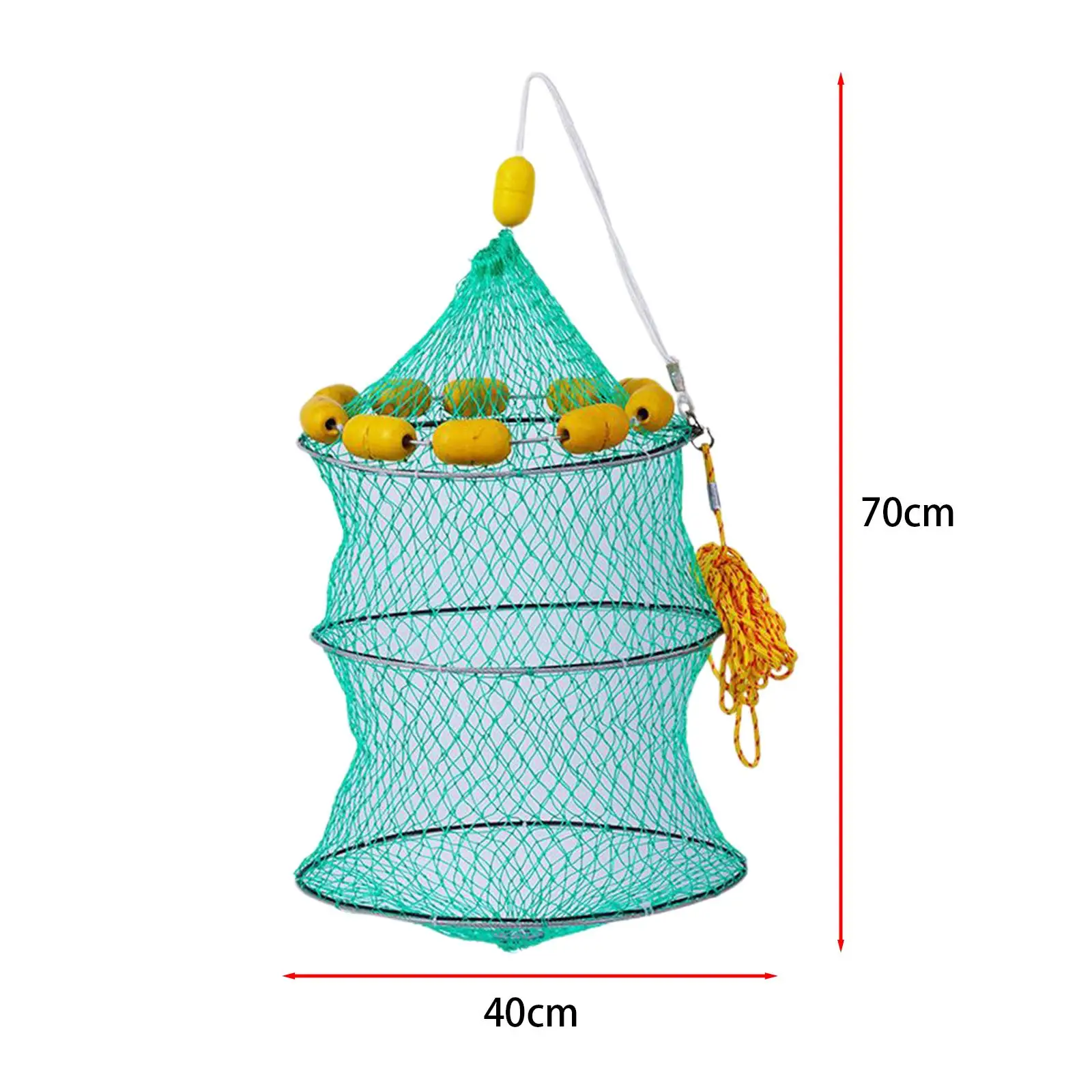 Fishing Net Collapsible 3 Layers with Solid Steel Frame Mesh Portable Fish Bucket Landing Net Lobster Nets Fishing Accessories