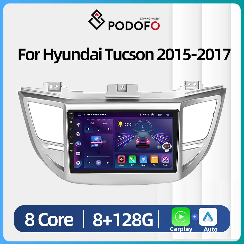 

Автомагнитола Podofo для Hyundai Tucson, мультимедийная стерео-система на Android, с GPS, Wi-Fi, видеоплеером, для Hyundai Tucson, типоразмер 2DIN, 2015-2017