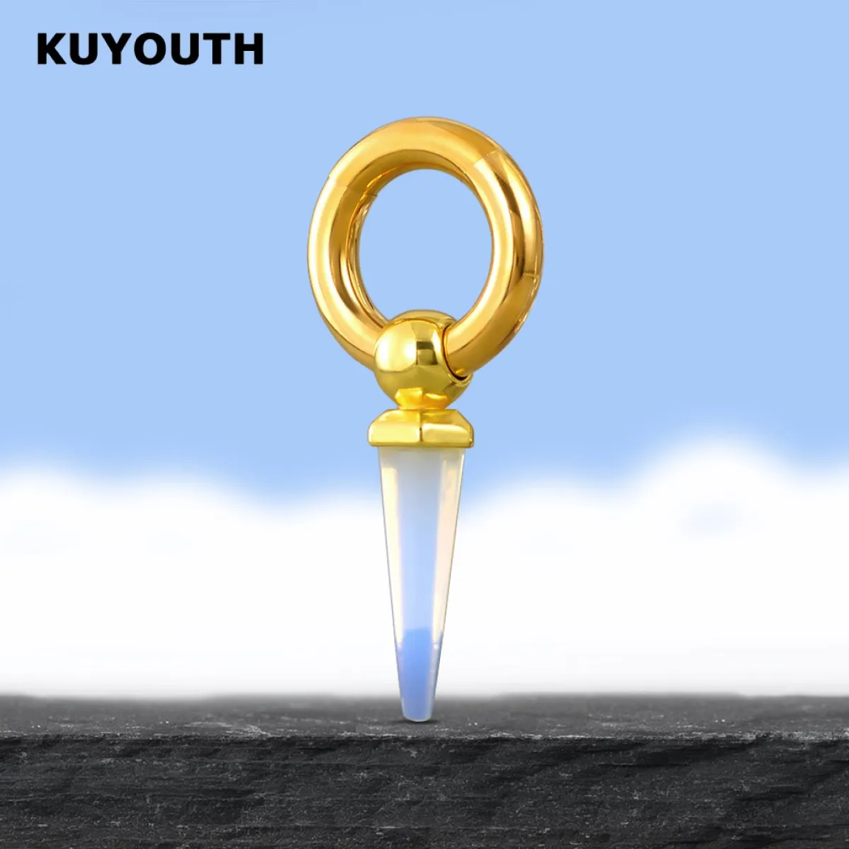 ​KUYOUTH Ear Weights Hangers Ears Expanders Stretched Gauges Stainless Steel Body Piercing Jewelry Earring 2PCS