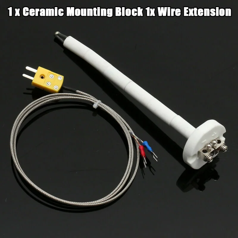 1 Set Universal K-Type Thermocouple Block Ceramic Kiln Probe 2372/1300 Degree F/C 11G High Temperature Controller Tools