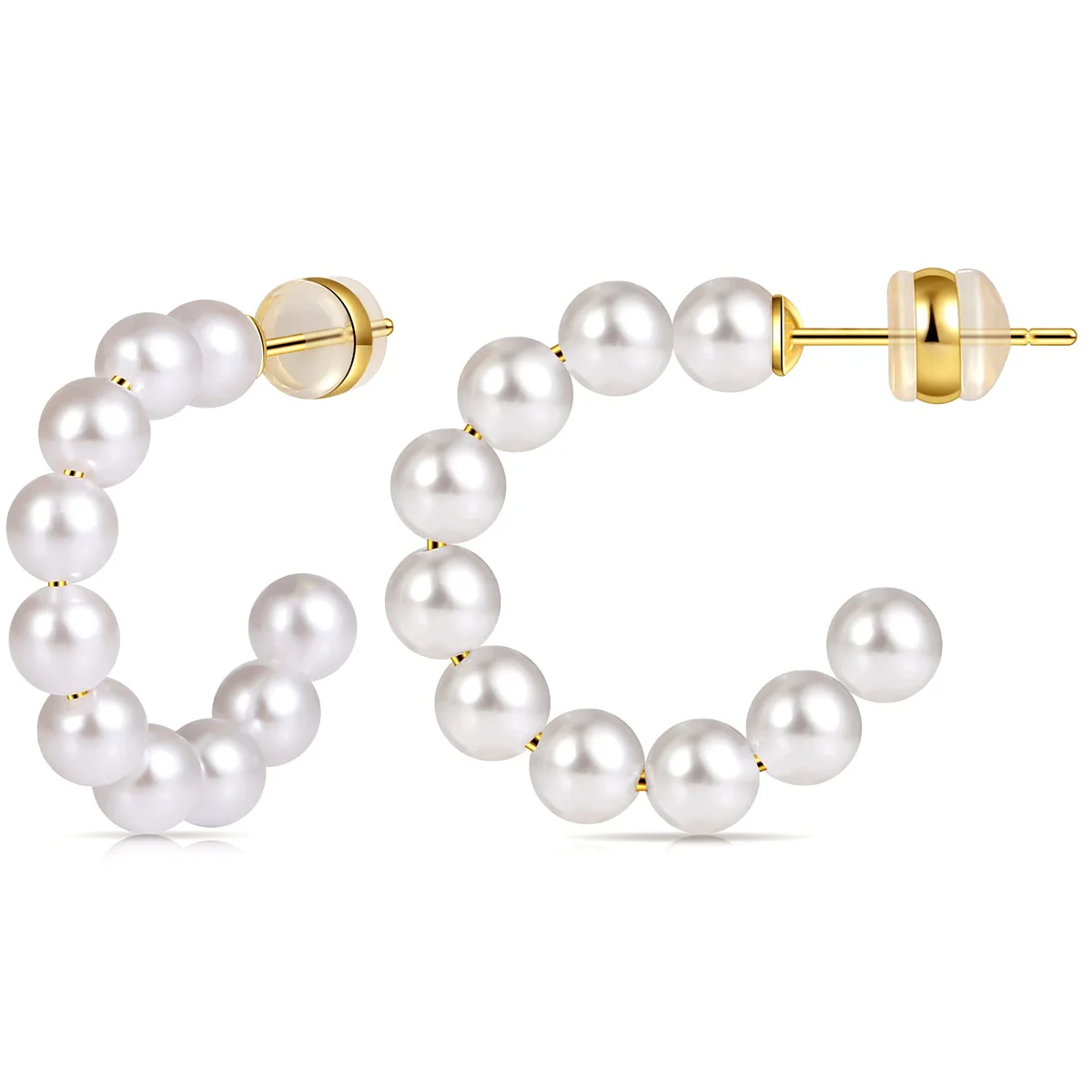 

Fashion C-shaped Pearl Earrings for Women 18K Gold-plated 925 Silver Needle Stud INS Style Trendy Jewelry Gifts for Daily