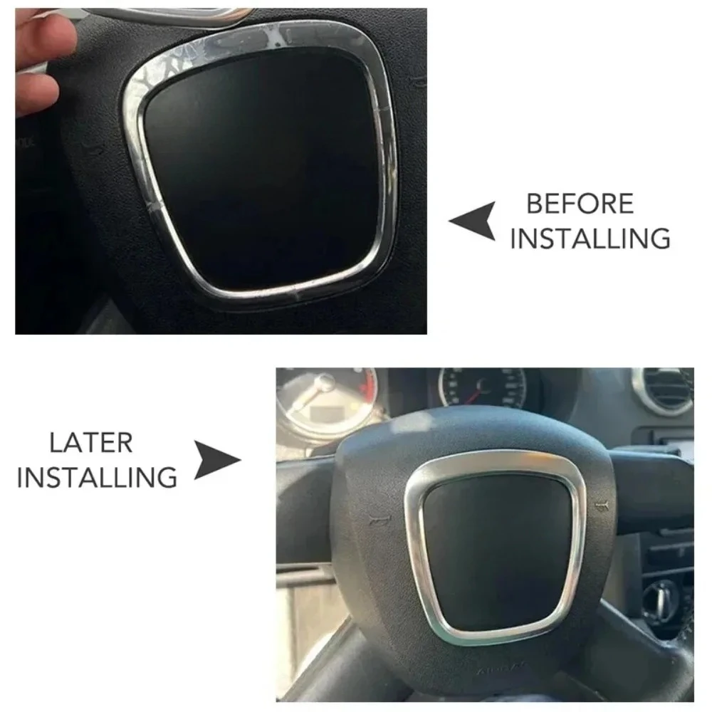 아우디 A3 8P A4 B7 A5 A6 C6 A7 A8 Q5 Q7 S라인 로고 트림 링 스티커용 자동차 스타일링 스티어링 휠 센터 배지 장식 커버