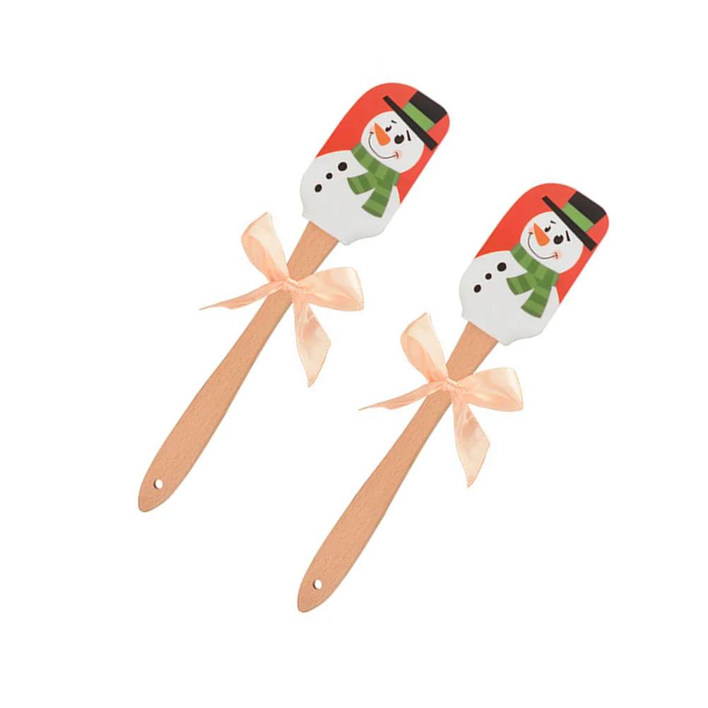 

2pcs Butter Scraper Cake Spatula Christmas Snowman Spatula Kitchen Dessert Decorating Smoother Gadget 31x6cm