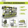 8-Cordless Drill Holder Wall Mount Tool Organizer Rack Shelf 4 Layer Garage Storage Metal Organizer Shelf with Hammer Pliers 2