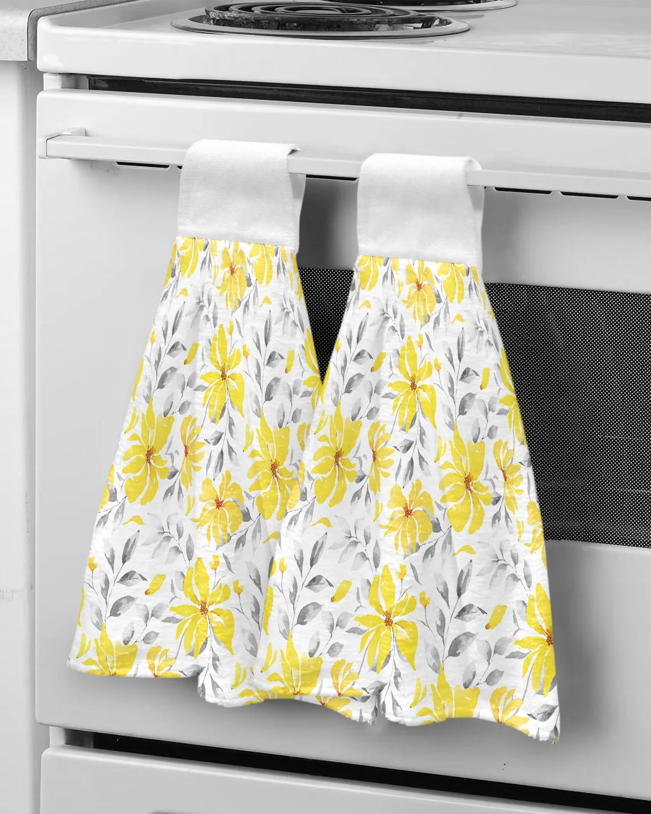 

Watercolor Yellow Flowers Abstract Hand Towel for Bathroom Kitchen Absorbent Hanging Towels Microfiber Soft Kids Handkerchief