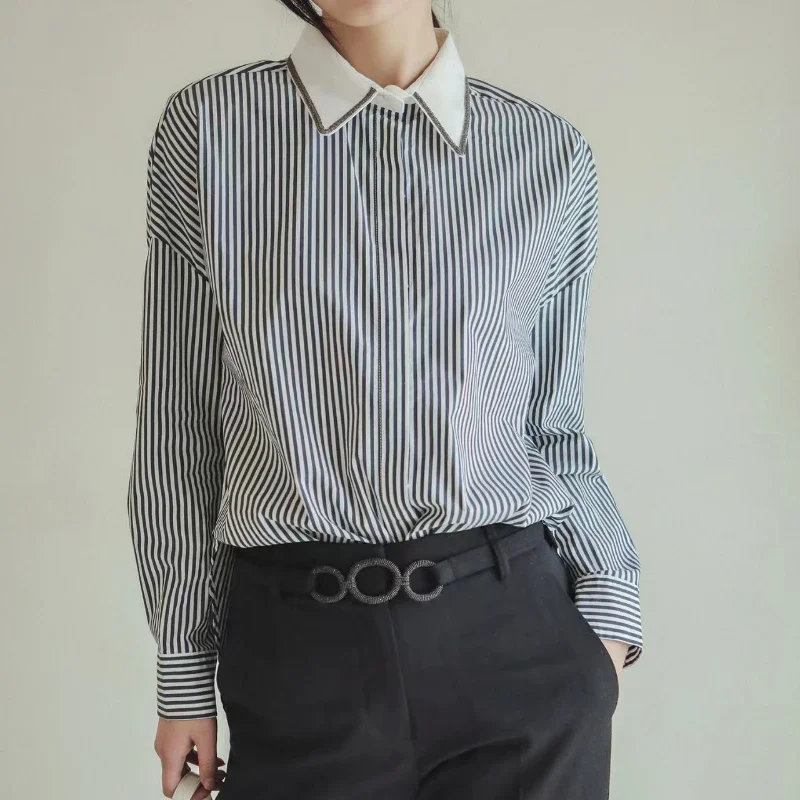 

Summer Women New High-end All-match Refreshing Casual Striped Shirt