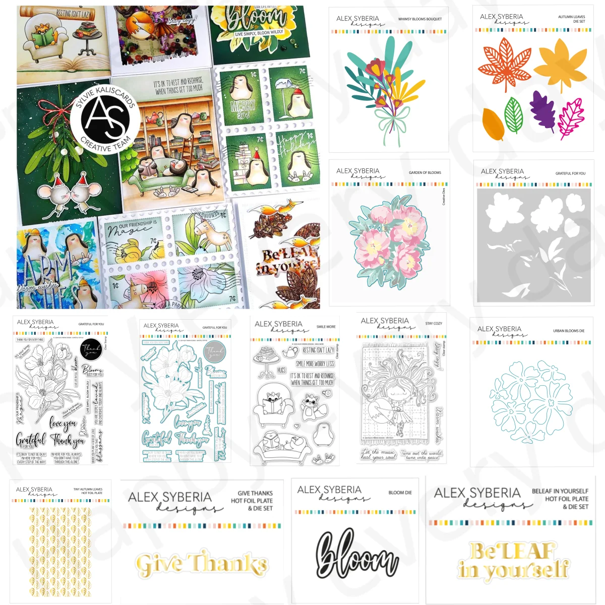 Garden Blooms Collection Autumn Leaves Metal Cutting Dies Clear Stamps Stencil Hot Foil DIY Decorating Scrapbook Card Die