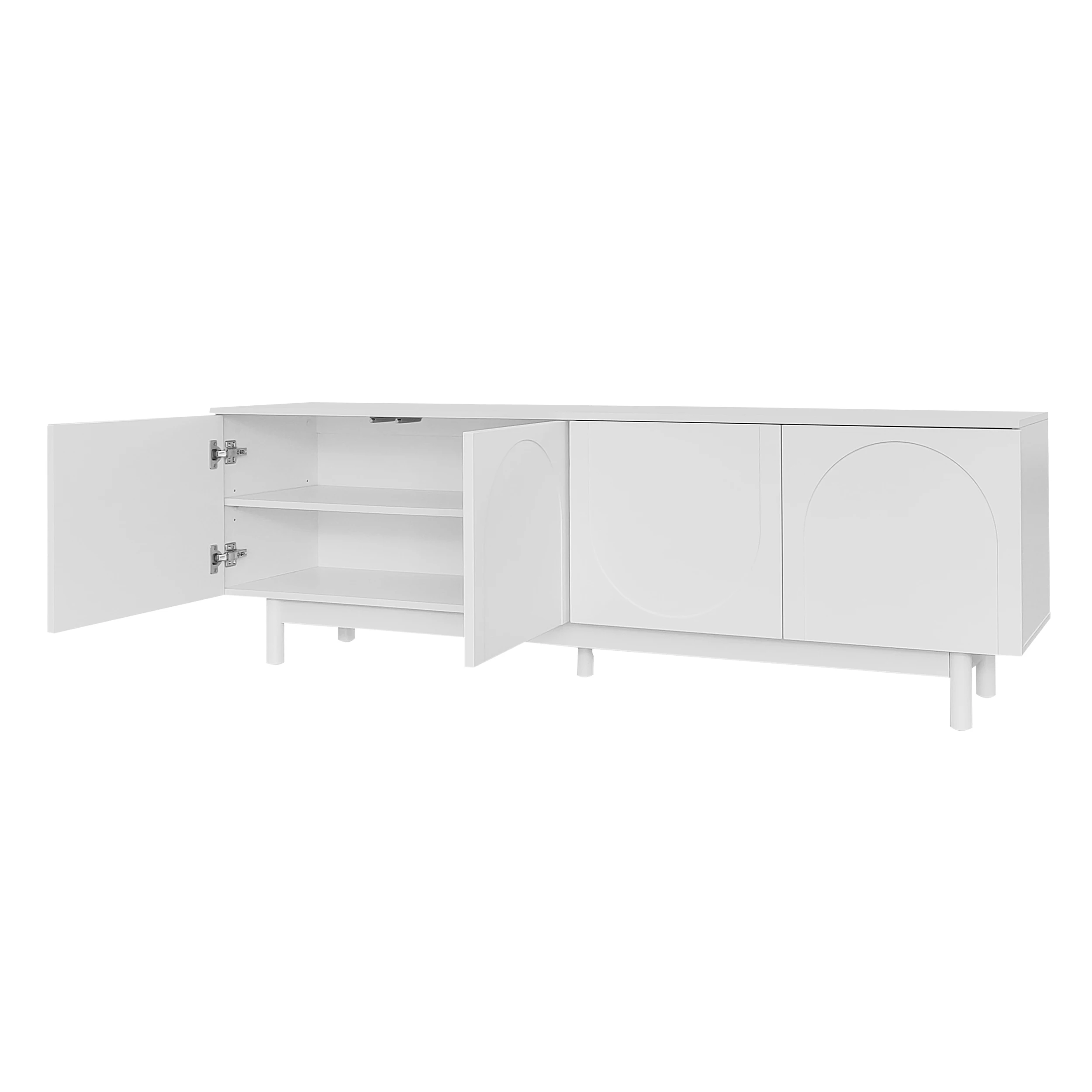 Moderner weißer TV-Schrank – 175 x 38 x 56 cm, verstellbare Regale, leichtes Lowboard-TV-Möbel im Luxus-Stil – Detail 11