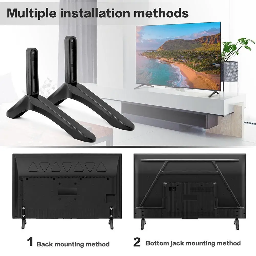 

1 Pair Universal TV Stand Base Mount For 0.787-2.16 Inch Hole Distance Black Television Bracket Table Holder Metal D7C9