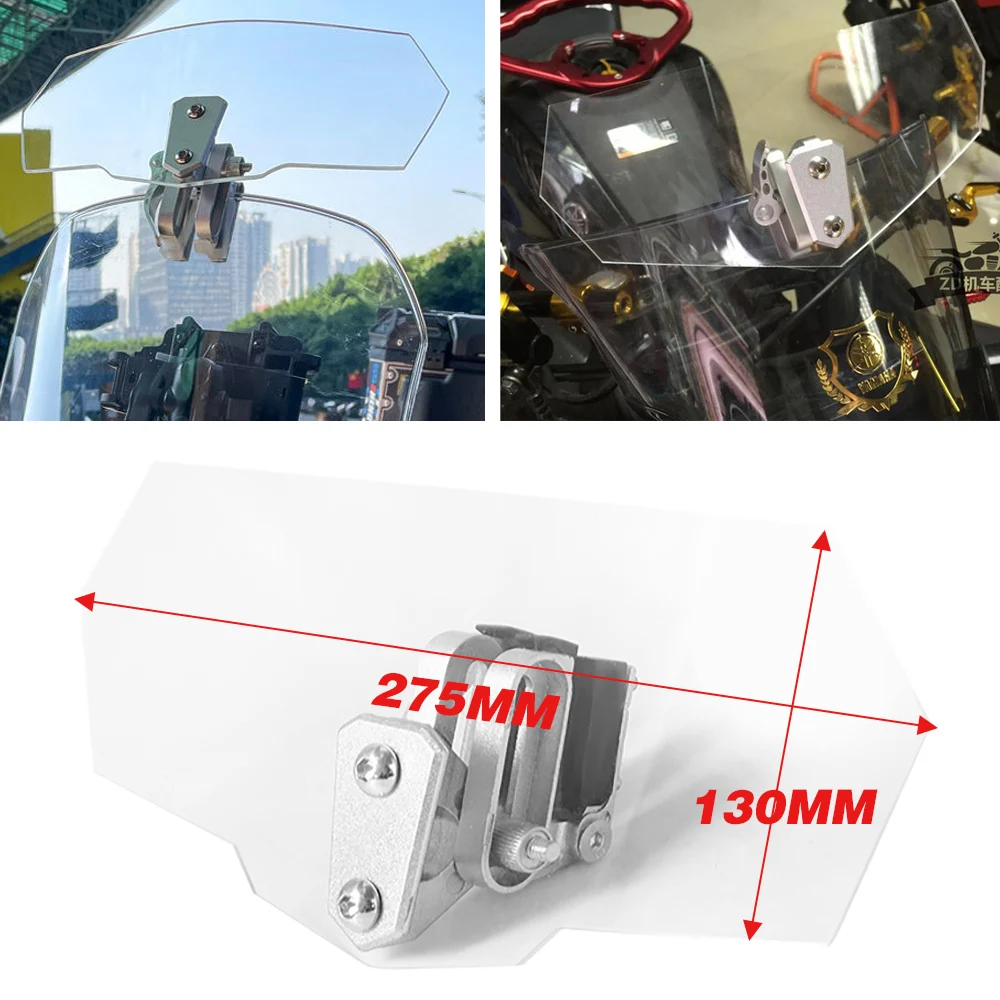 Universal Motorcycle Risen Clip On Windscreen Windshield Extension Spoiler Air Deflector For BMW R1200GS XADV Tmax Scooter