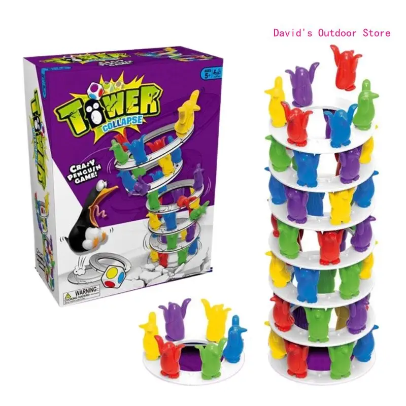 

Funny Penguins Tower Tumbles Play Set Entertaining Board Game Parties Quirky Penguins Destruction Toy for Kids X3UA