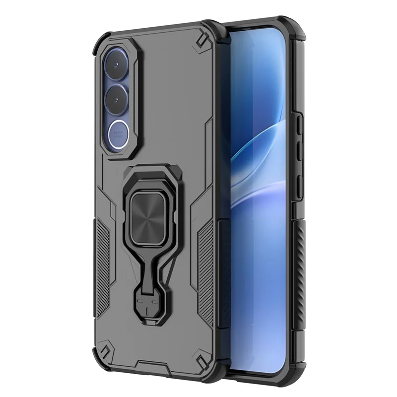 Kickstand Ring Holder Shockproof Armor Case - Durable Hard Plastic Cover