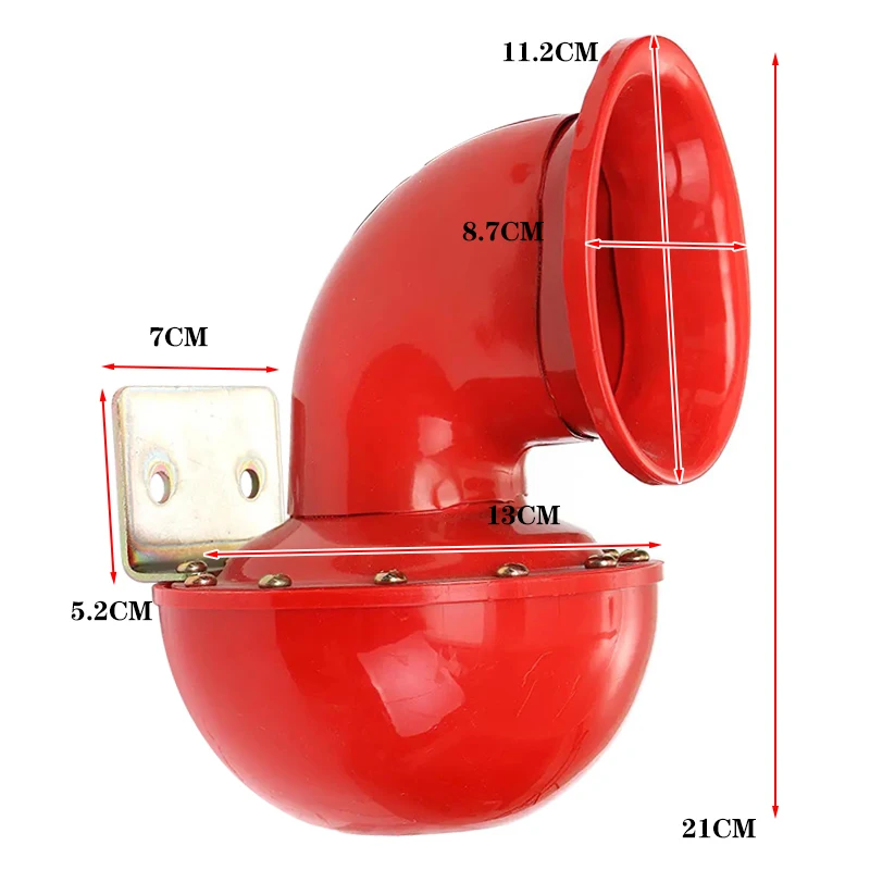 12V Car Horn 200db Red Horn Electric Bull Horn Cow Sound Metal Horn for Truck Train Boat Motorcycle Car Truck Boat Super Loud