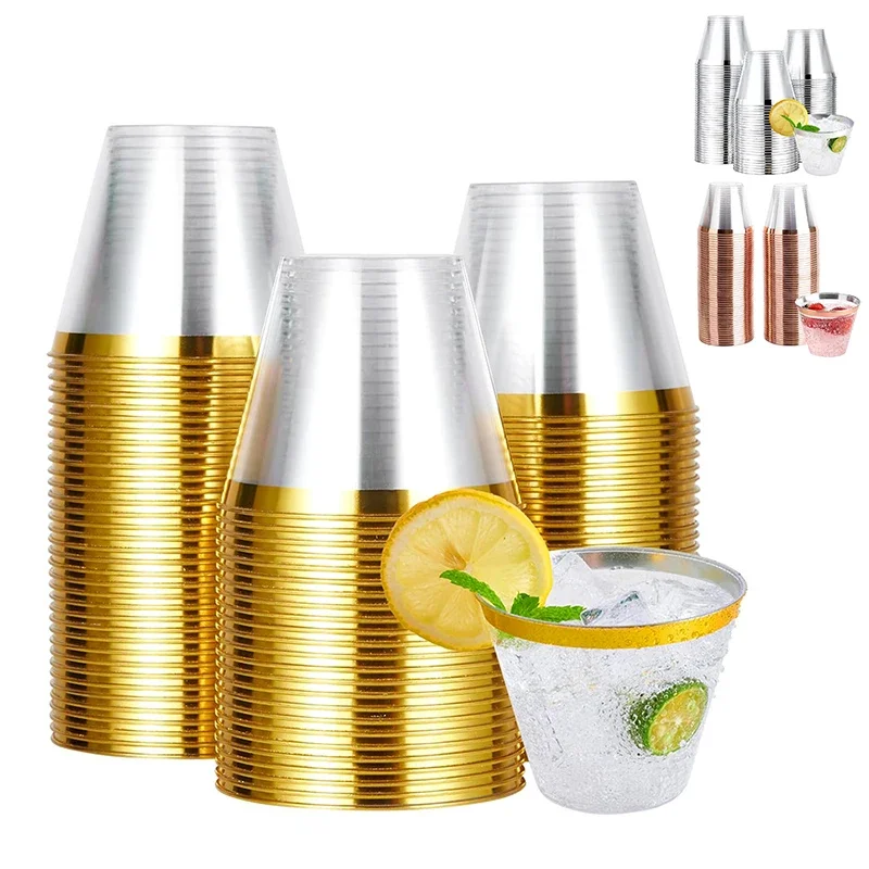 Disposable Cup Plastic Champagne Flutes Gold Silver Clear Plastic Bubble Tea Cup Weddings Party Christmas Supplies