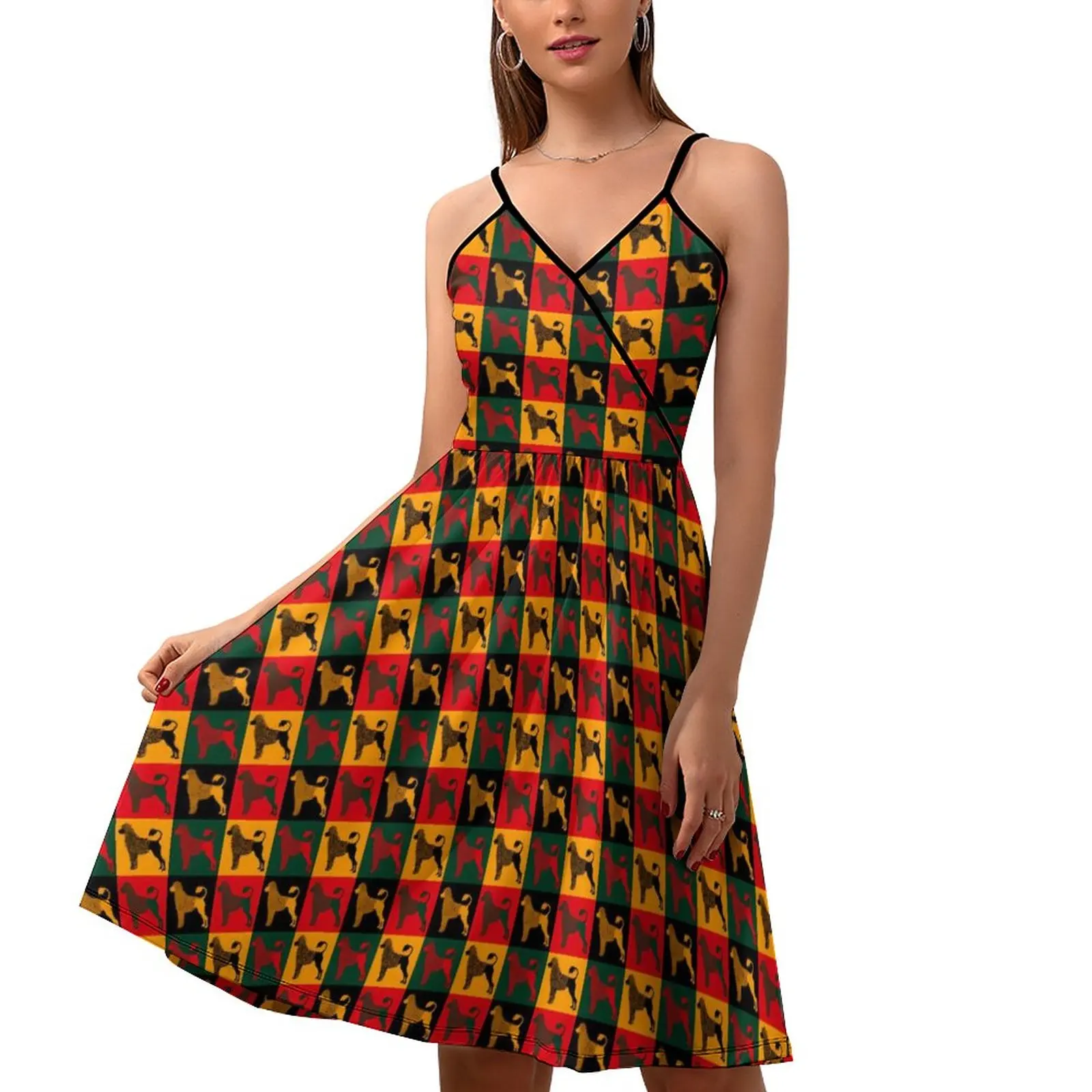 

Water Dog Print Dress Women The Smart Animal Korean Fashion Graphic Dresses Summer Straps Cute Casual Dress Gift Idea