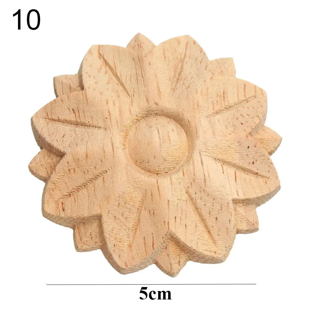 Natural Floral Carved Wooden Decorative Figurine Craft Frame and Corner Applique