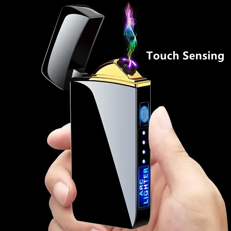Plasma Lighter Electric Windproof Metal Lighter Double Arc Flameless Rechargeable USB