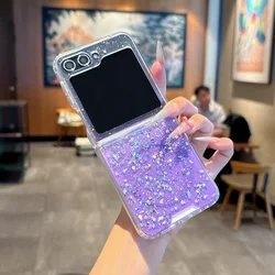 Luxury Gradient Glitter Magnetic Silicone Case with Magsafe Charging Compatibility - Galaxy Z Flip  4 (Purple)