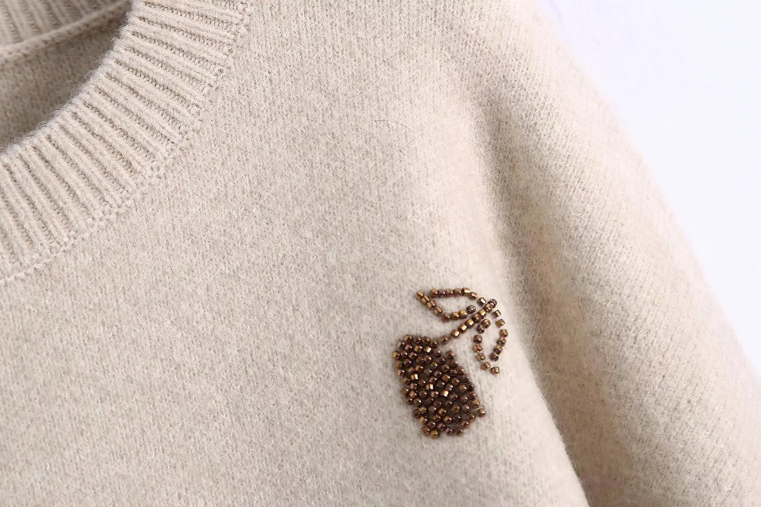 TRAF Beaded Knitted Sweater Women Flower Vintage Sweater Woman Pullovers 2021 Autumn Winter Long Sleeve Warm Sweaters cropped cardigan